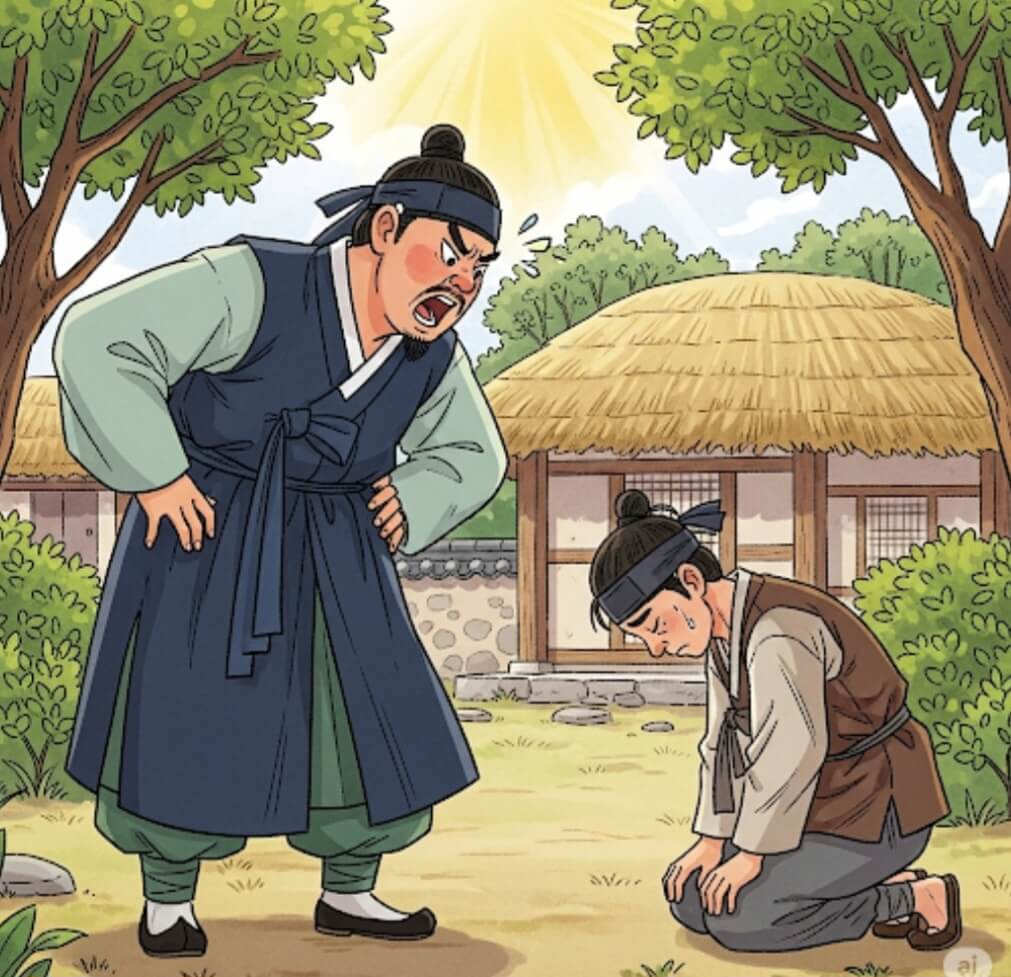 흥부를 꾸짖는 놀부